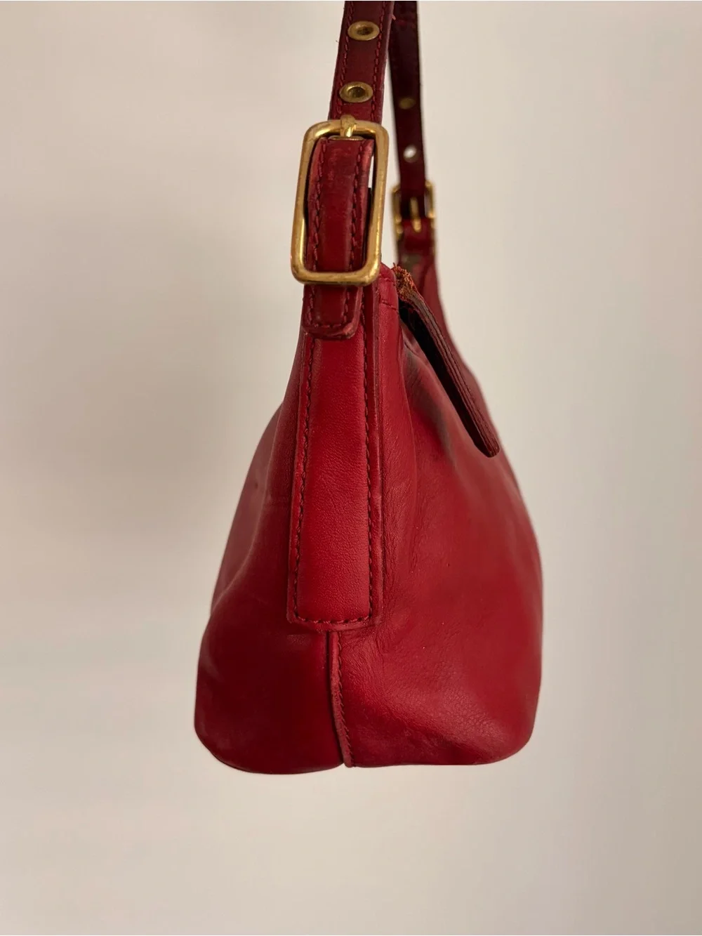 Vintage Coach Coach 9844 Demi Hobo Baguette Shoulder Bag Red Leather
